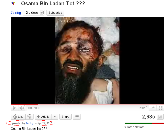 osam in laden video sources. We think that bin Laden #39;death
