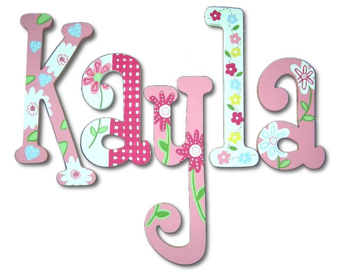 Wood Wall Letters Painted to Match Pink Daisy Garden Nursery Decor