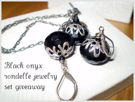 Black onyx rondelle jewelry set