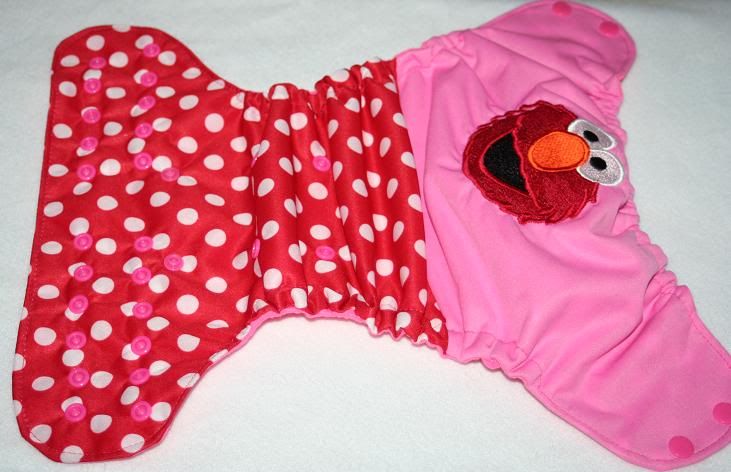 Embroidered Red Monster One Size Pocket Diaper