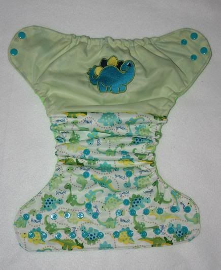 Embroidered Dino One Size Pocket Diaper
