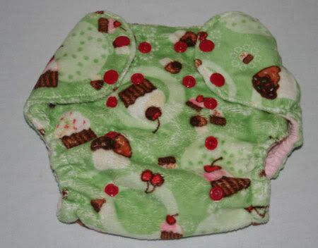 Nykibaby One Size Minkee Pocket Diaper:  Cupcakes