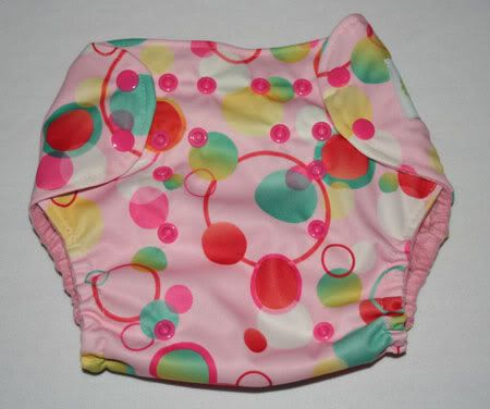"Pink Bubbles"  OS Nykibaby Pocket Diaper