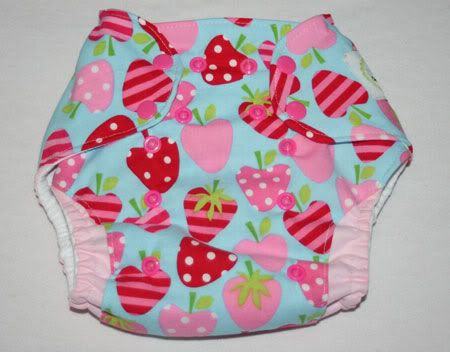 "Strawberries"  OS Nykibaby Pocket Diaper