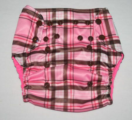 "Pink Plaid"  OS Nykibaby Pocket Diaper