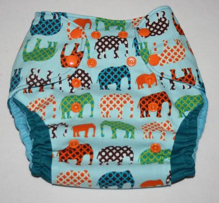 "Elephants"  OS Nykibaby Pocket Diaper