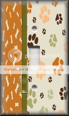 Single Switch Plate Cover   Dog Bones & Paws  