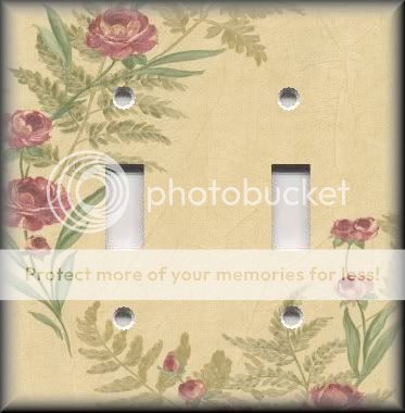 Double Switch Plate Cover   Roses & Fern Leaves  